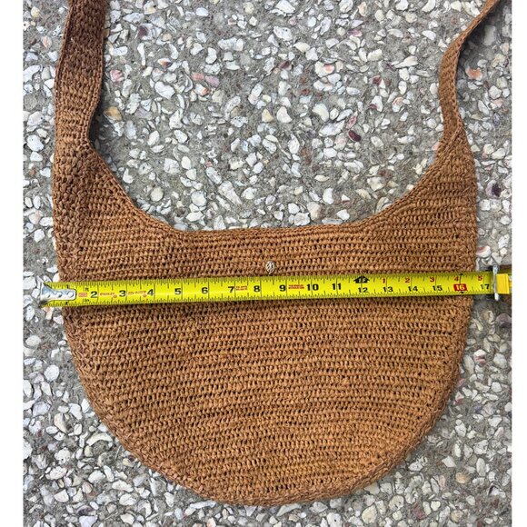 Helen Kaminski Australia Raffia Crochet Shoulder Bag Tan Brown Leather Strap - Picture 12 of 13